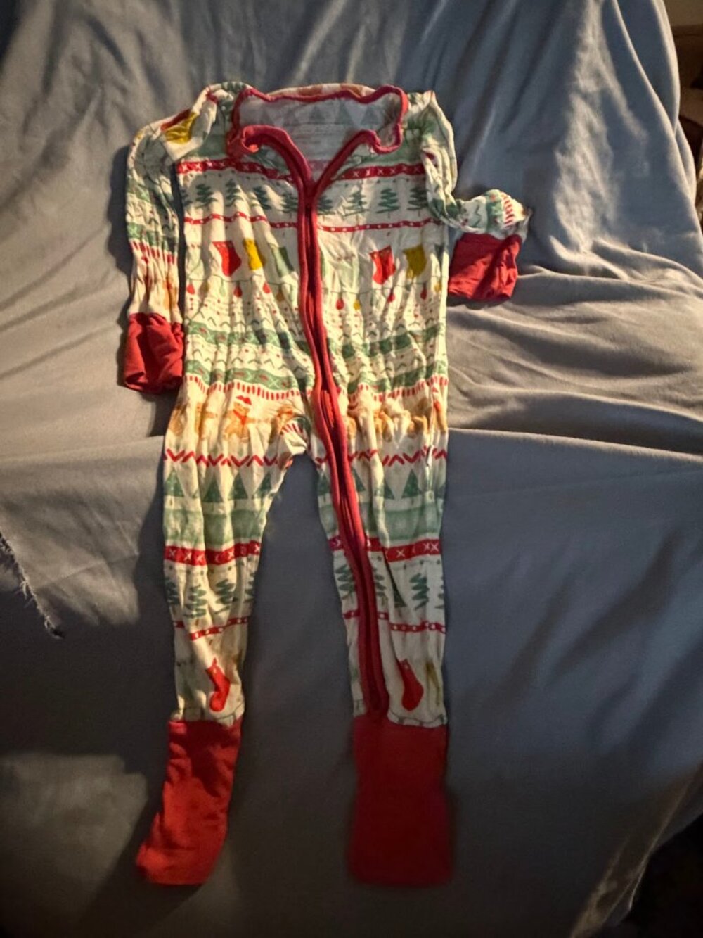 Little Sleepies Christmas Holiday Bamboo Zippy Sleeper 6-12M